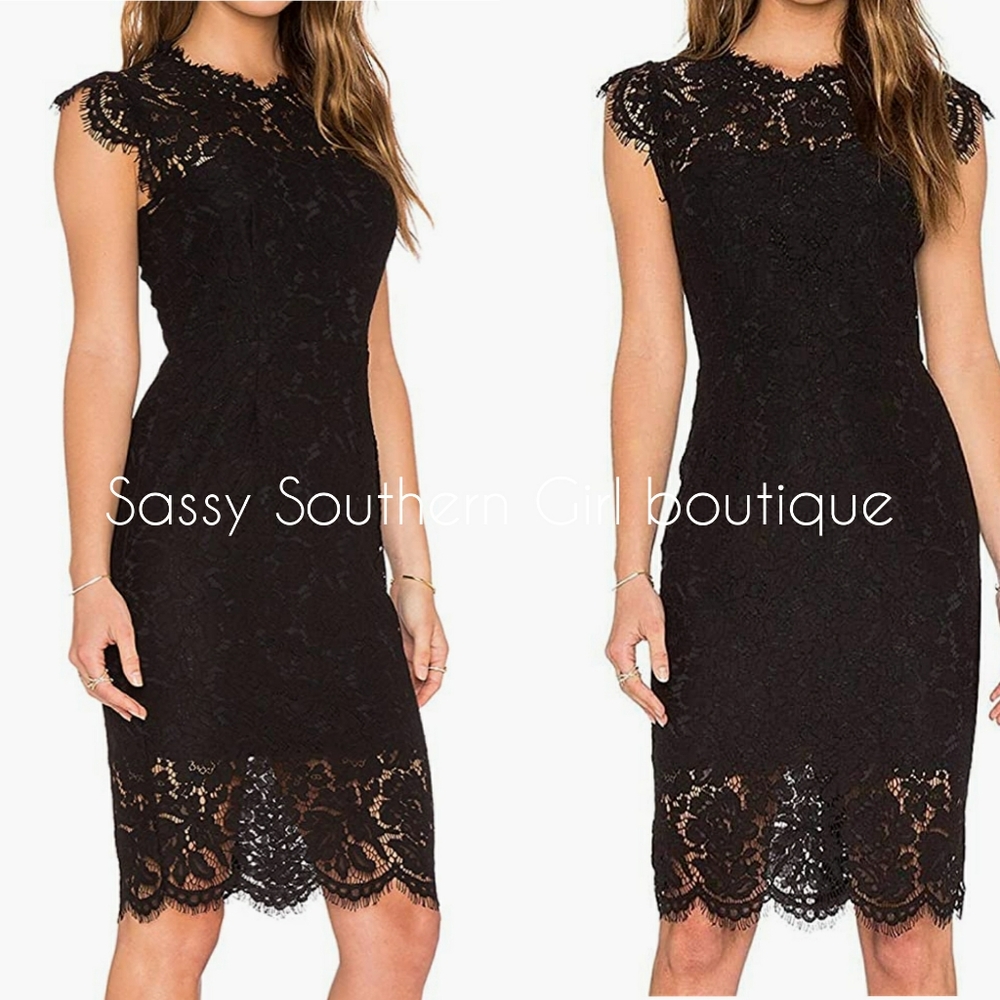 ⭐🆕 Black soft lace midi dress